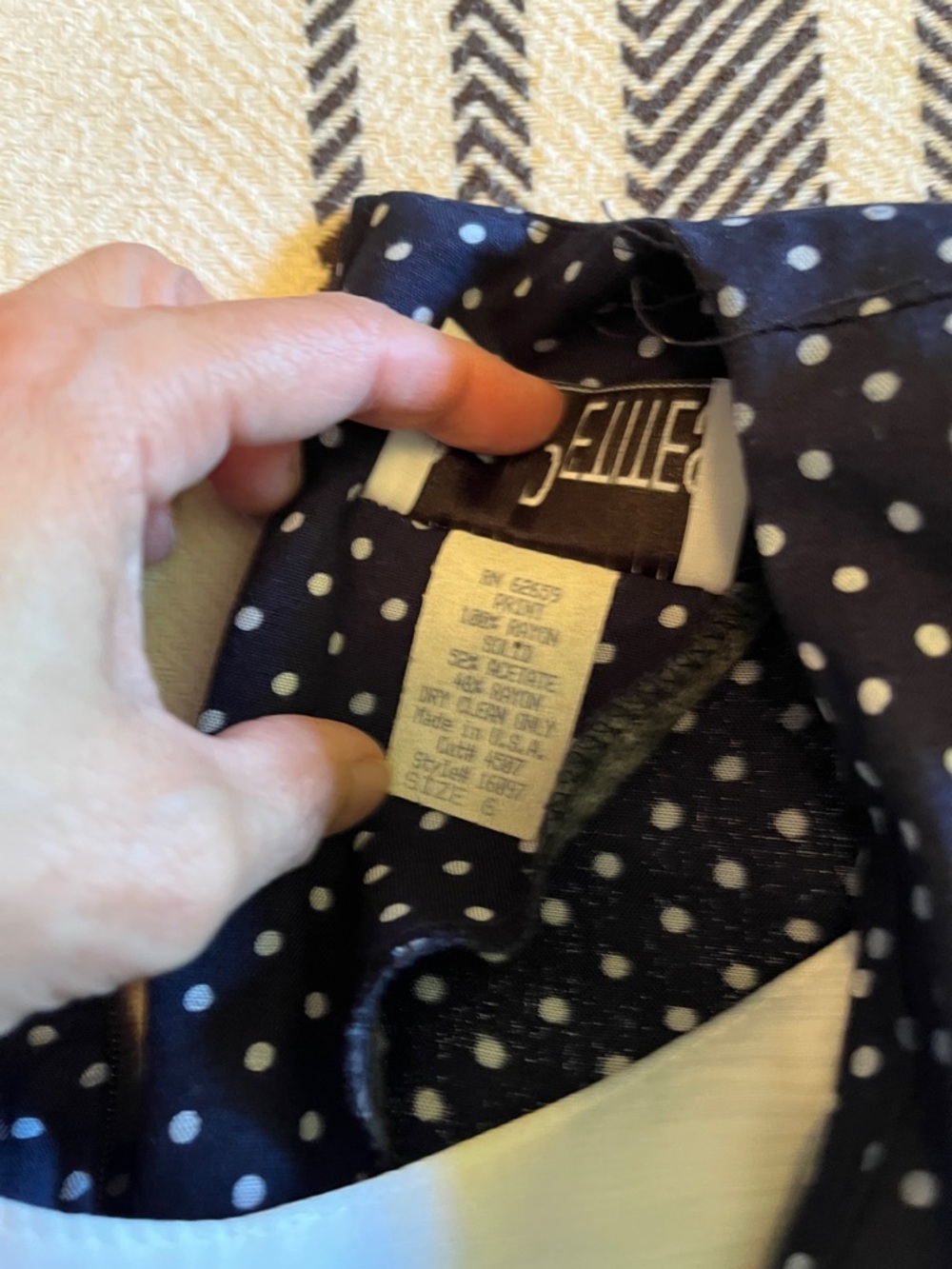 Vintage Navy Polka Dot Midi Dress with Wrap Bodice made in USA - Picture 4 of 14